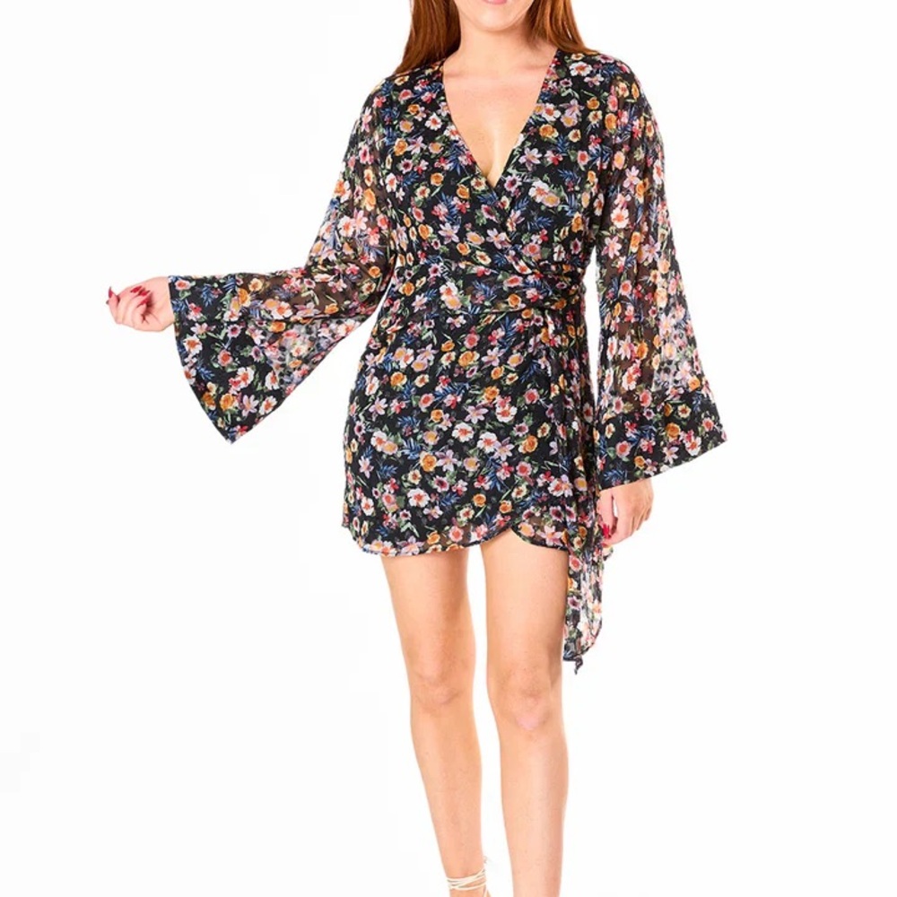 Buddy Love Floral Wrap Mini Dress